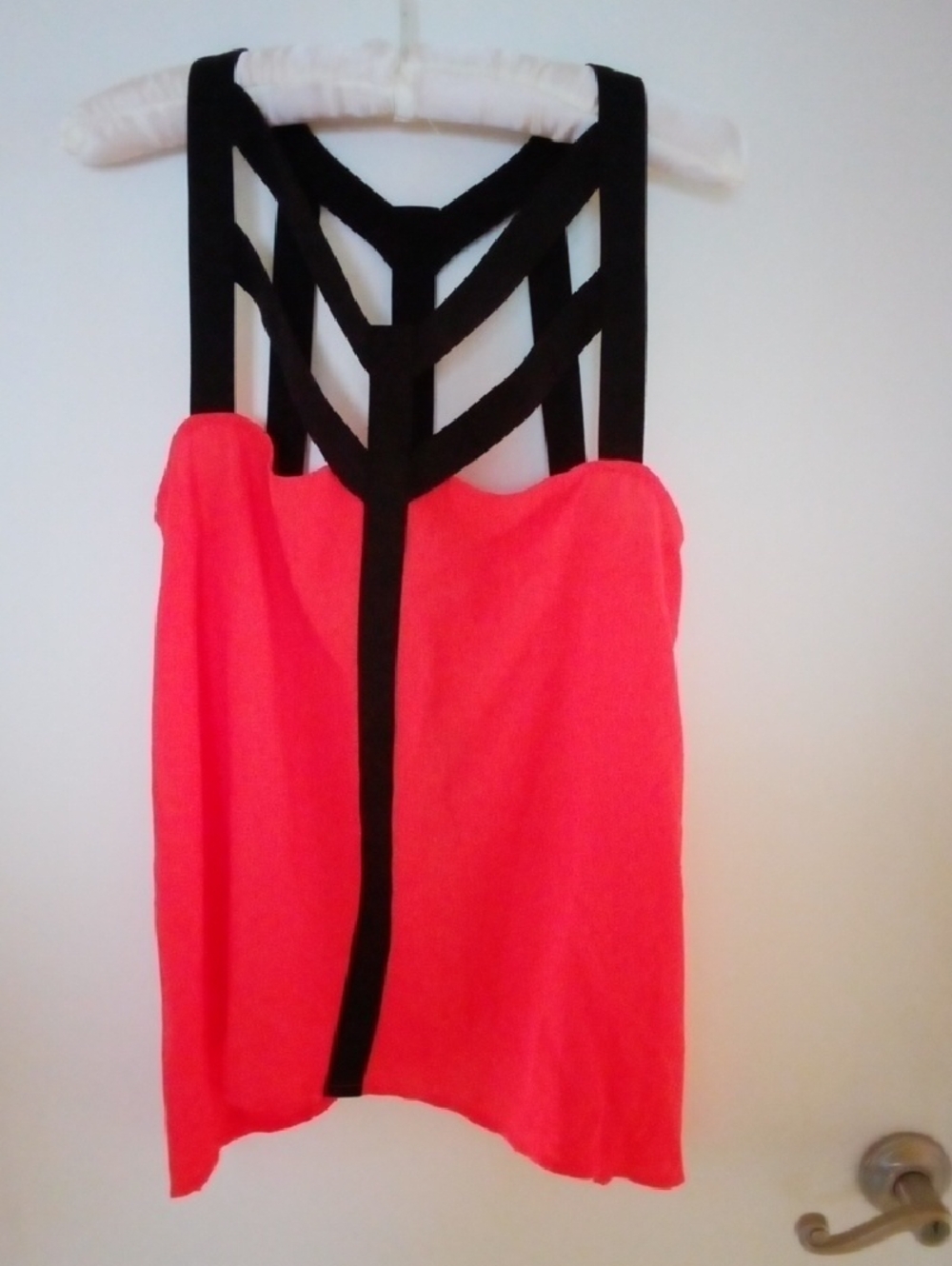Bisou Bisou Red Orange Camisole with Black Strappy Back